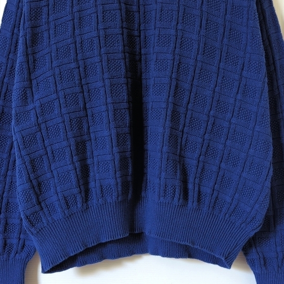 Claiborne 90's Vintage Classic Woven Jacquard Knit Crewneck Sweater Blue XL - Picture 5 of 9